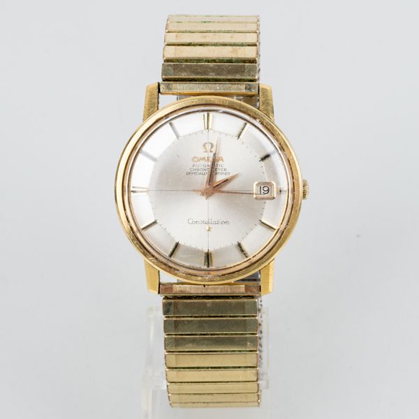 OMEGA CONSTELLATION, herrarmbandsur, 18k guld, "Pie-pan"